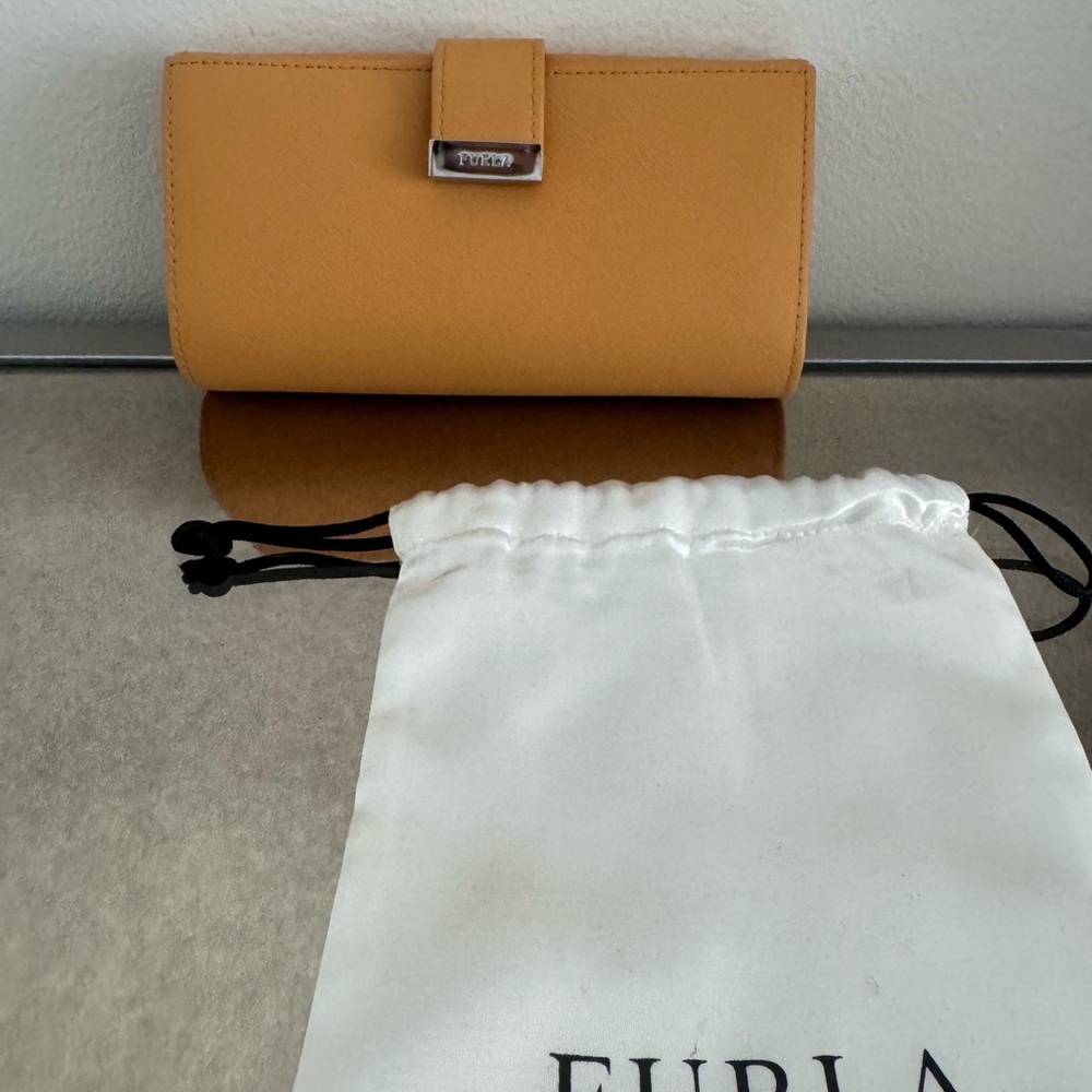 Furla Tan Leather Wallet with Silver Clasp